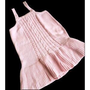 Gymboree girls pink cable knit sweater jumper sleeveless tank dress ruffle 5T 5